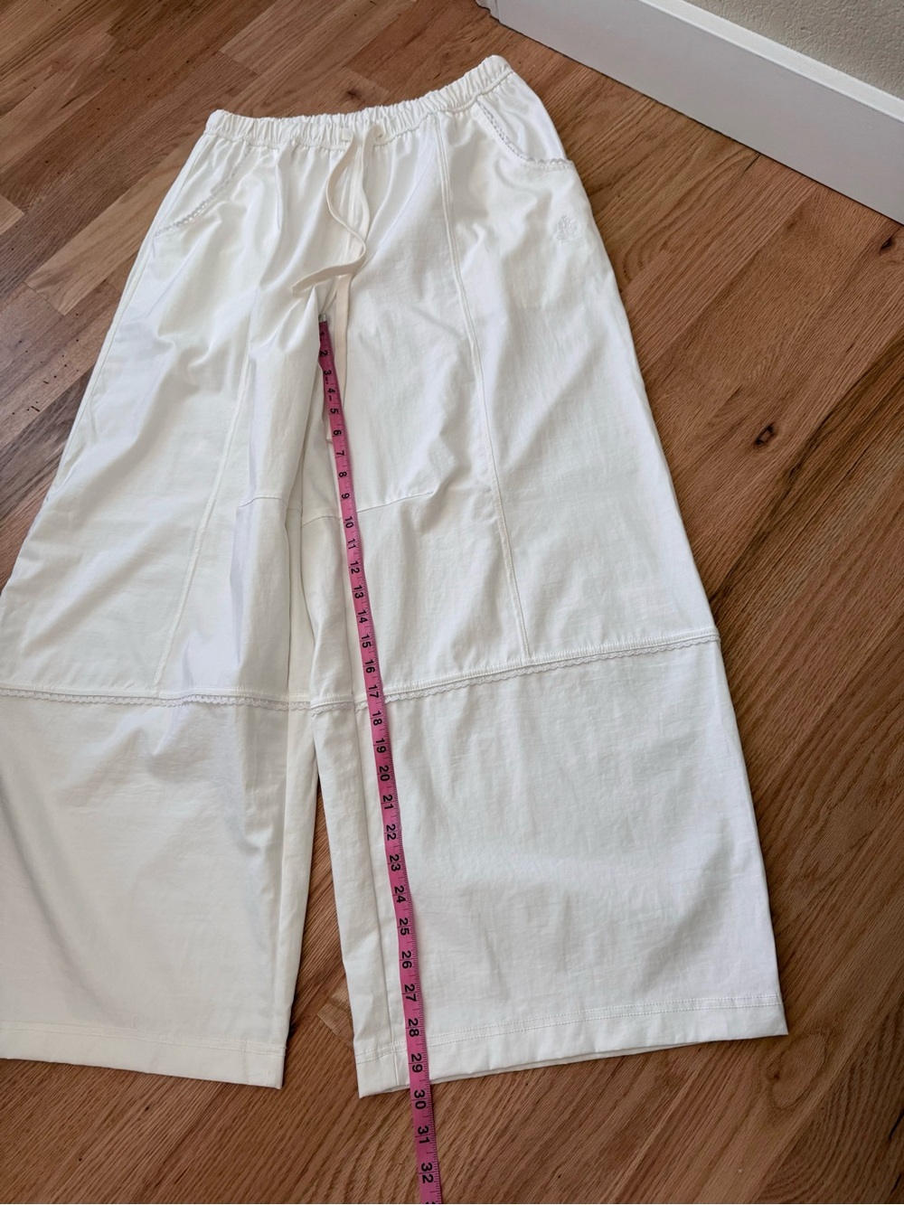 LIKE NEW Free People Movement Wish It Wide Leg Pant White Elastic Waist Medium - Picture 9 of 14